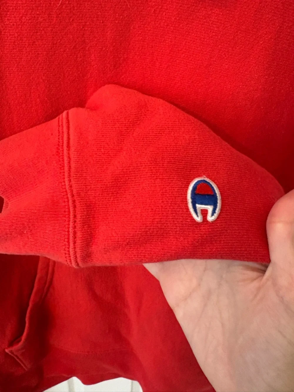 Champion Red Hoodie Sweatshirt Size Large Cotton - Picture 5 of 10